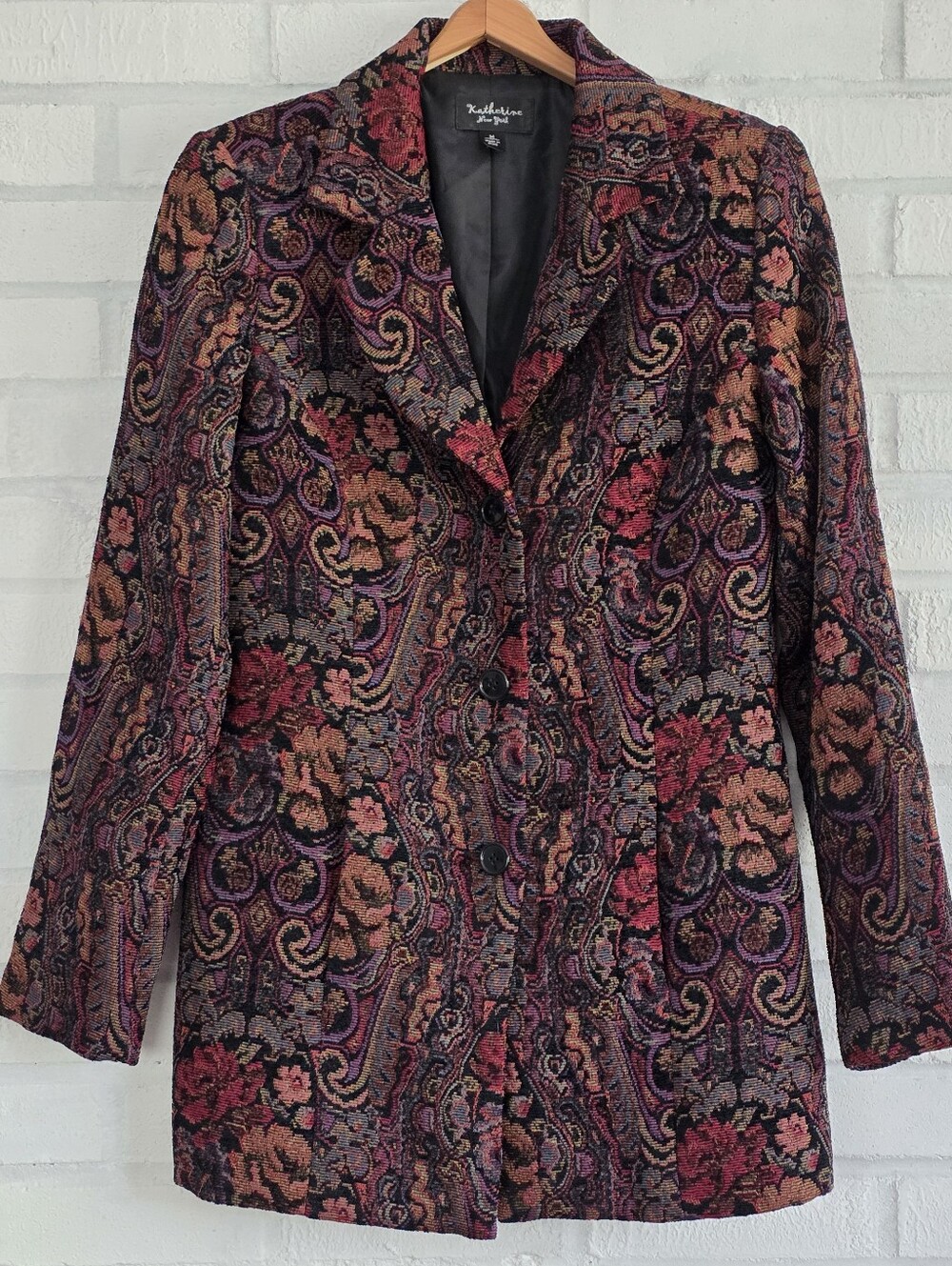 Vintage Ladies' Katherine New York Tapestry Structured Blazer Medium Boho 90s